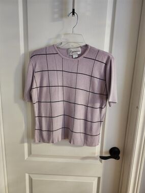 Lavender Grid Knit Sweater